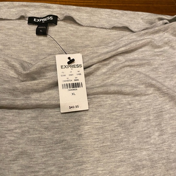 Express Ladies Heather Gray Draped Long Sleeve Thong Bodysuit NWT Size XL - Picture 2 of 3